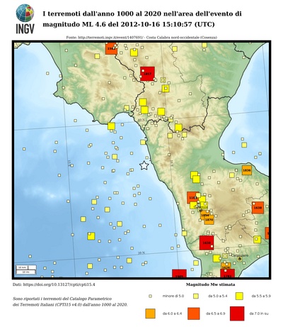 I forti terremoti dall'anno 1000 al 2006