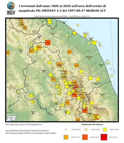 I terremoti dall'anno 1000 al 2019